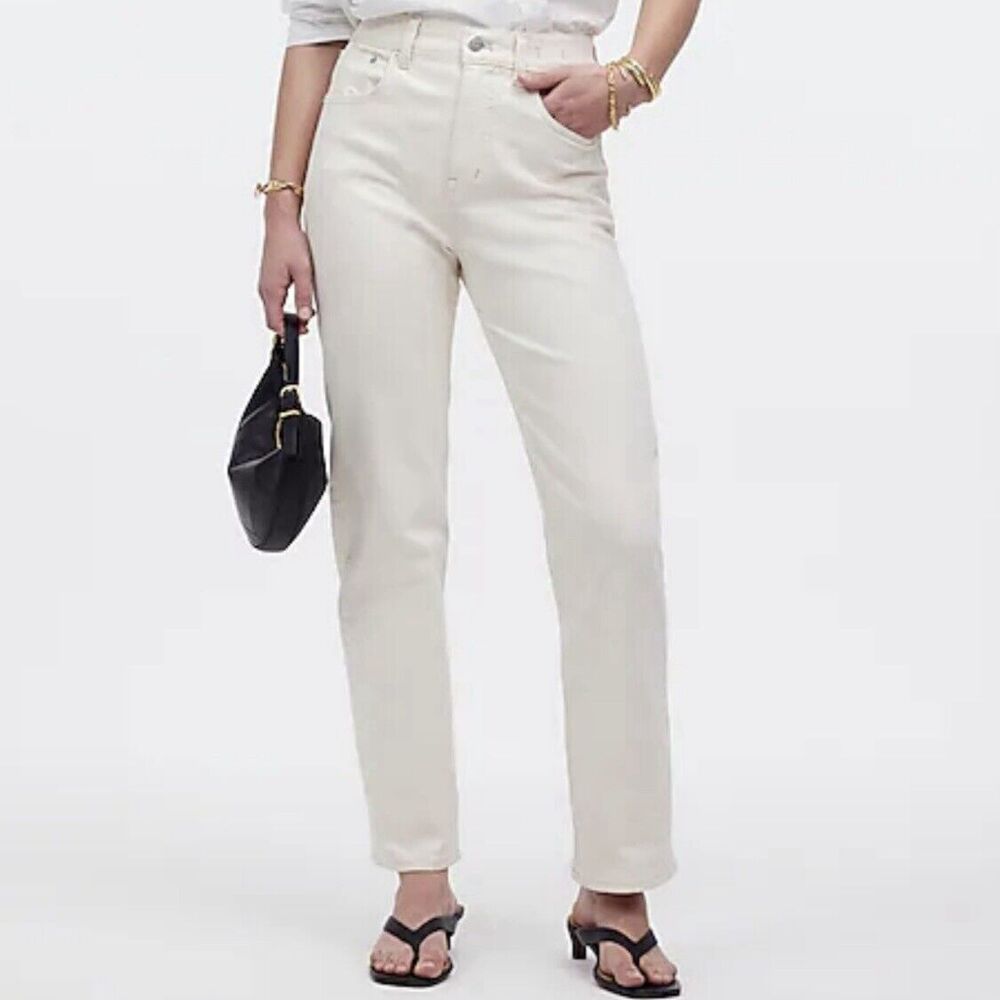 Madewell The 90s Straight Jean Vtg. Canvas Wash Cream High Rise Sz. 26 W26 L31.5